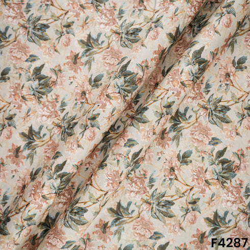 Digital Print Pure Muslin Fabric- F4287